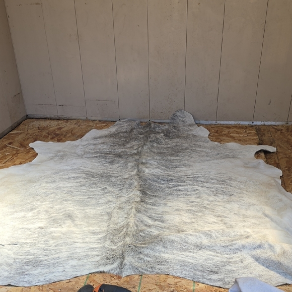 Gray and White Cowhide Rug